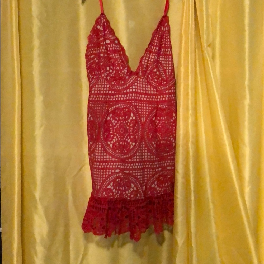 Brand New Red/Nude Lace Mini Dress